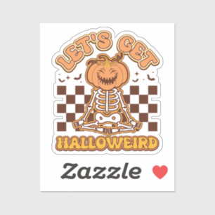 Låt oss få halloweird Halloween Groovy Retro Klistermärken