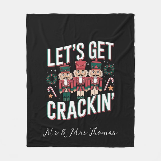 Låt oss få krackin den här julklappen Retro Nöt Fleecefilt (Framsidan)