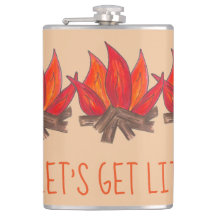 Låt oss få Lit Campfire Flames Funny Camping