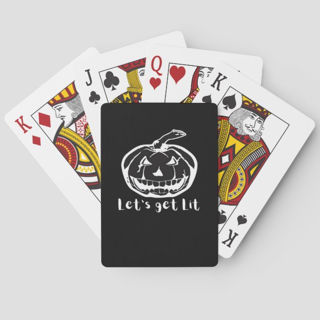 Låt oss få Lit Funny Halloween Pumpkin för en hall Casinokort (Baksidan)