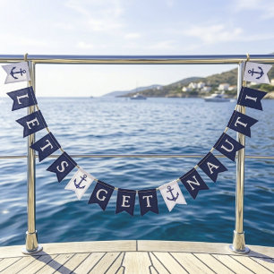 Låt oss få Nauti Blue Anchor Båt Party Vimplar