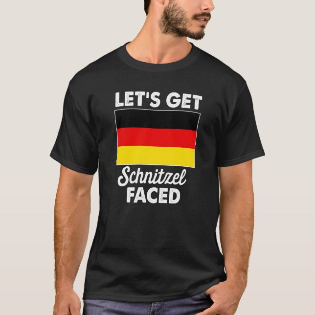 Låt oss få schnitzel ansikte tyska flaggan t shirt (Framsida)