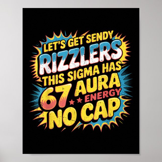 Låt oss få Sendy Rizzlers 67 Aura Meme Design  Poster (Framsidan)
