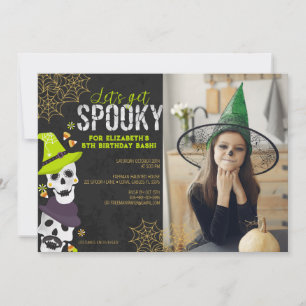 Låt oss få Spooky Halloween-fotofödelsedagen Inbju Inbjudningar