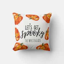 Låt oss få Spooky Halloween Pumpkin Monogram Kudde