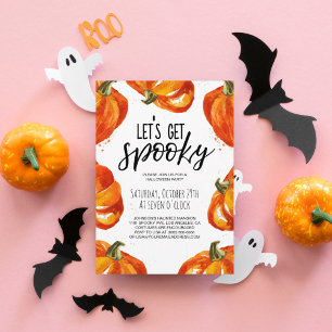 Låt oss få Spooky Pumpkin Halloween fest Inbjudningar