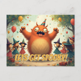 Låt oss få tala - Cute Monster Party Roligt Helg Vykort