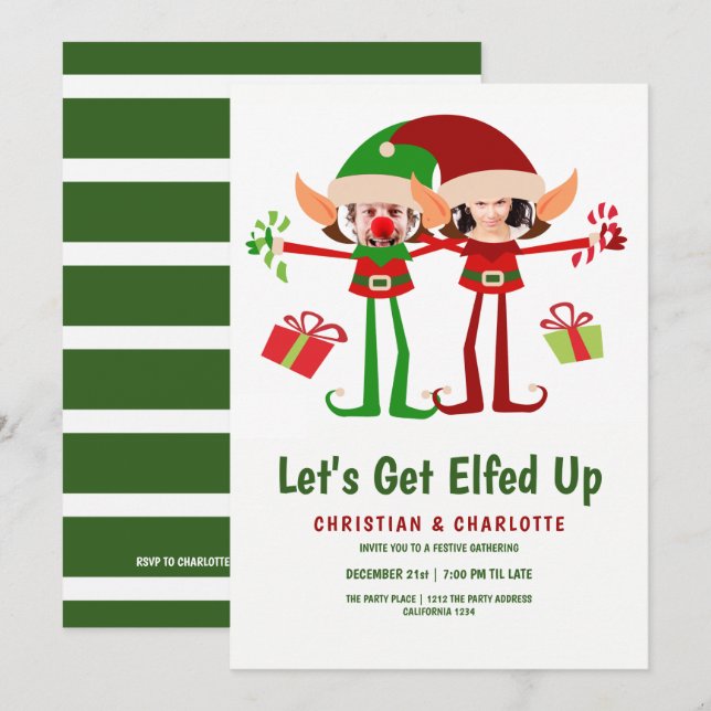 Låt Oss Få Tomtenissar Julfest Personlig Inbjudningar (Fram/baksida)