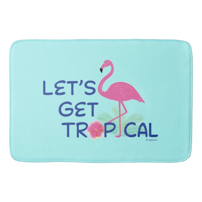 Låt oss få Tropical Rosa Flamingo SommarRoligt Badrumsmatta (Framsidan)