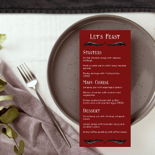 Låt oss Feast Red Black Dragon Fantasy Bröllop Men Meny
