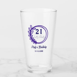 LÅT OSS FESTA 21-ÅRS FÖDELSEDAG namn LILA BLOMMÖNS Glaskopp