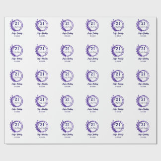 LÅT OSS FESTA 21-årsdag namn LILA BLOMMIG CIRKEL Presentpapper