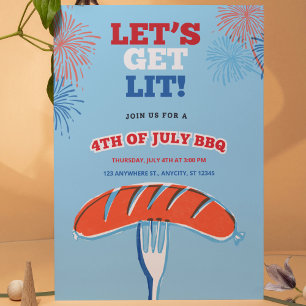 Låt oss festa! 4:e juli grillfest inbjudningar