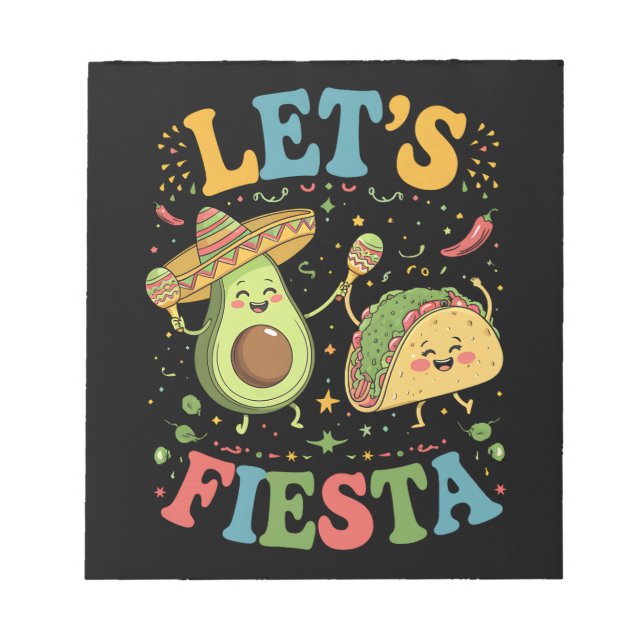 Låt oss festa avokado och tacos Cinco De Mayo Anteckningsblock (Framsida)