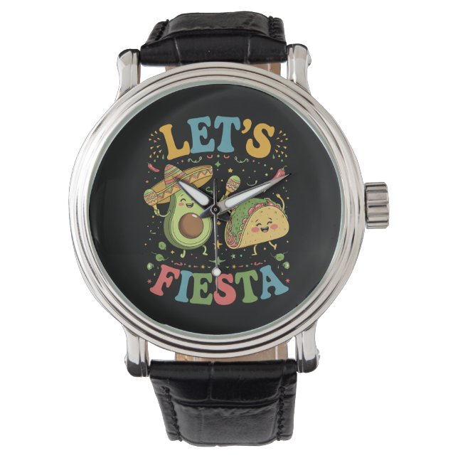 Låt oss festa Avokado och tacos Cinco De Mayo Armbandsur (Framsida)