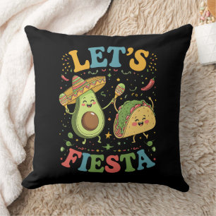Låt oss festa avokado och tacos Cinco De Mayo Kudde