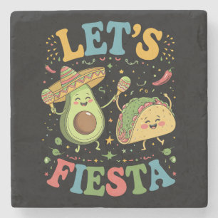 Låt oss festa avokado och tacos Cinco De Mayo Stenunderlägg