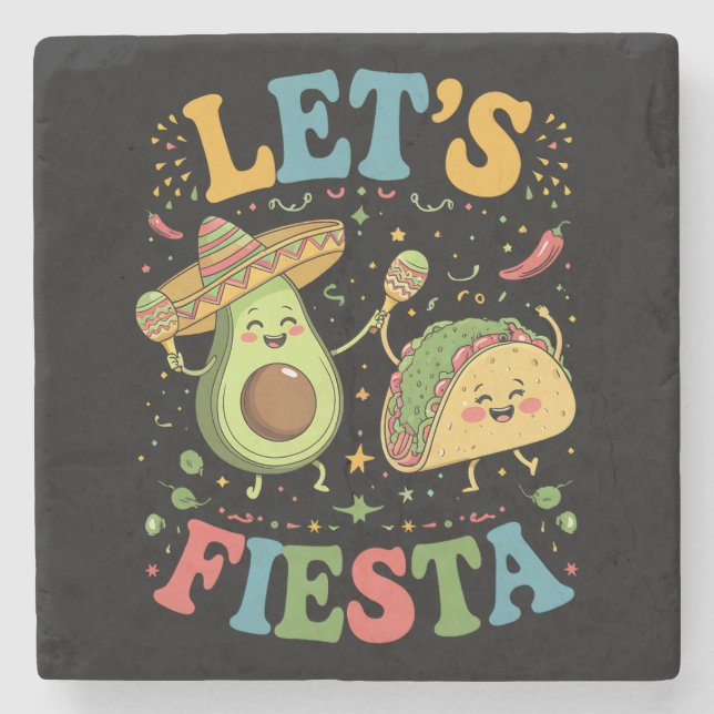 Låt oss festa avokado och tacos Cinco De Mayo Stenunderlägg (Framsidan)