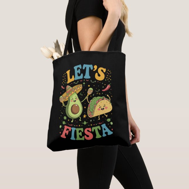 Låt oss festa avokado och tacos Cinco De Mayo Tygkasse (Närbild)