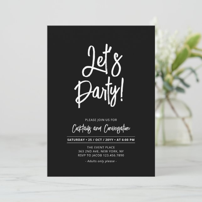 Låt oss festa | Chic penskrift för fester vid alla Inbjudningar (Stående Fram)