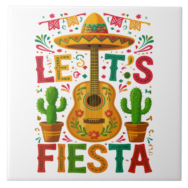 Låt oss festa Cinco De Mayo-fest Kakelplatta (Framsidan)
