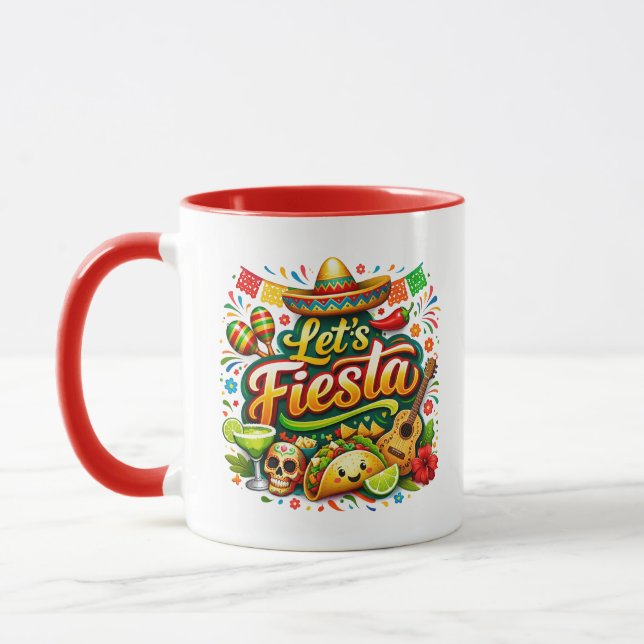 Låt oss festa Cinco De Mayo Mugg – Färgglad mexika (Vänster)
