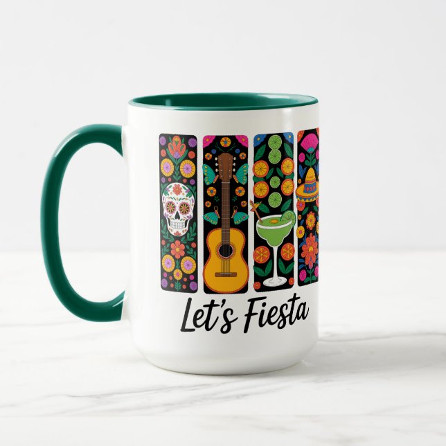 Låt oss festa Cinco De Mayo-mugg – Färgglad mexika Mugg (Vänster)