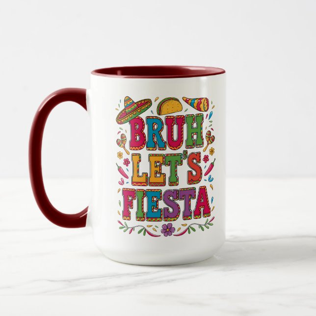 Låt oss festa Cinco De Mayo-mugg – Färgglad mexika Mugg (Vänster)