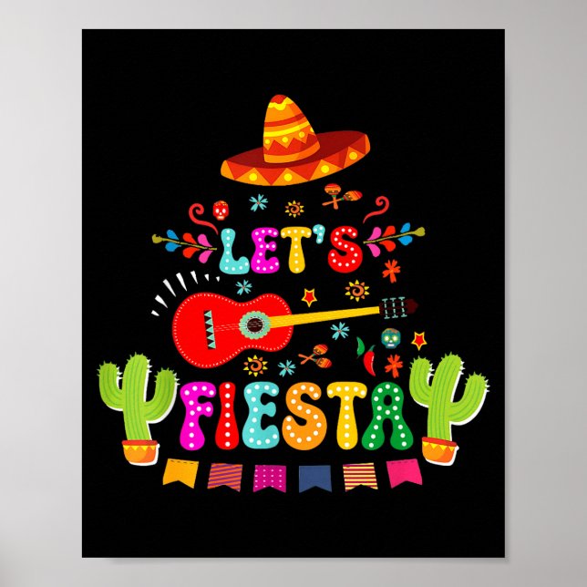 Låt oss festa cinco de mayo rolig mexikansk fest f poster (Framsidan)