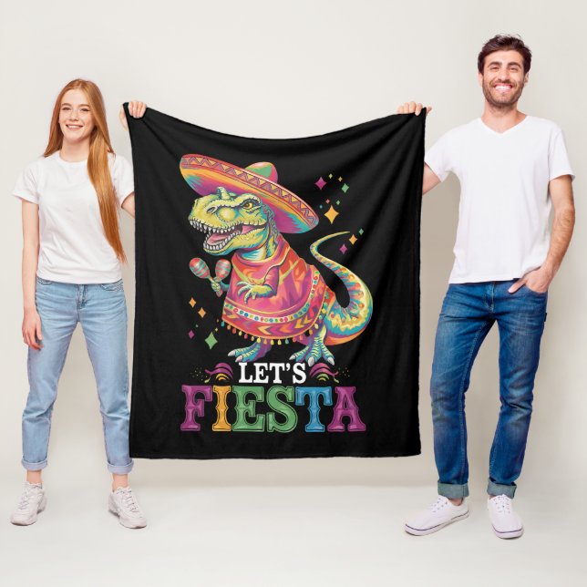Låt oss festa Cinco De Mayo T Rex dinosaurie Fleecefilt (På plats)