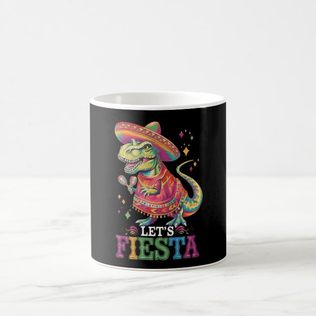 Låt oss festa Cinco De Mayo T Rex dinosaurie Kaffemugg (Center)