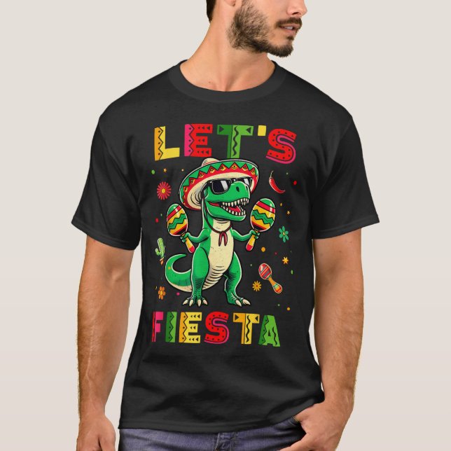 Låt oss festa dinosaur Cinco De Mayo pojkar barn T Shirt (Framsida)