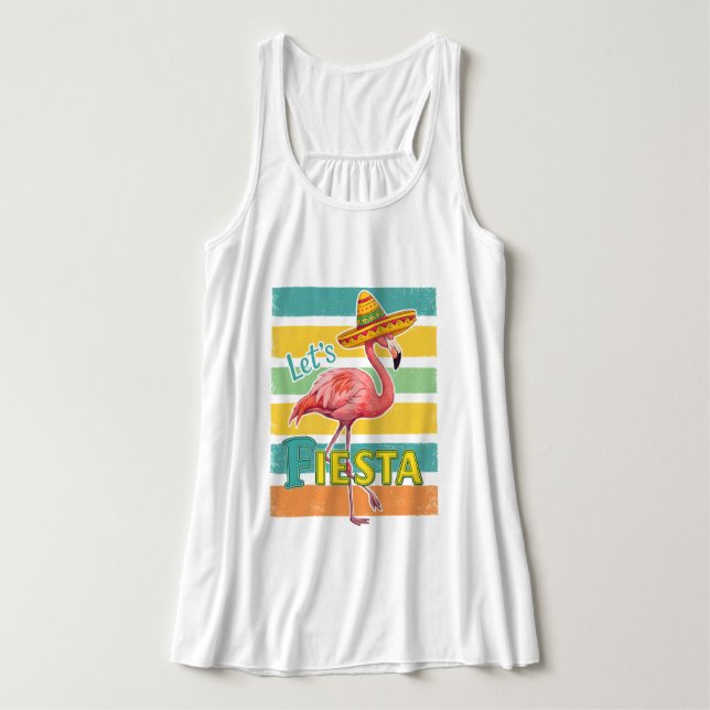 Låt oss festa flamingo Cinco De Mayo Linne Med Racerback (Design framsida)