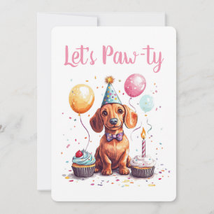 Låt oss festa födelsedag Dachshund Hundar Inbjudningar