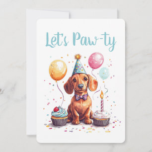 Låt oss festa födelsedag Dachshund Hundar Inbjudningar