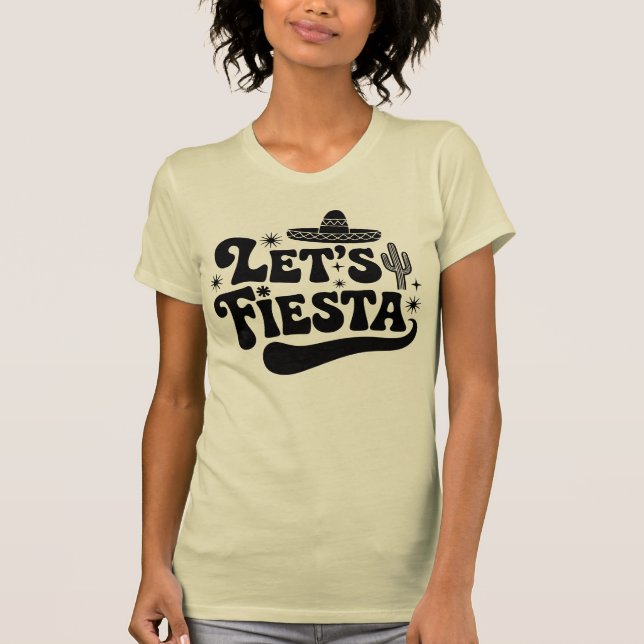 Låt oss festa Groovy Celebration Sombrero Kaktus T Shirt (Framsida)