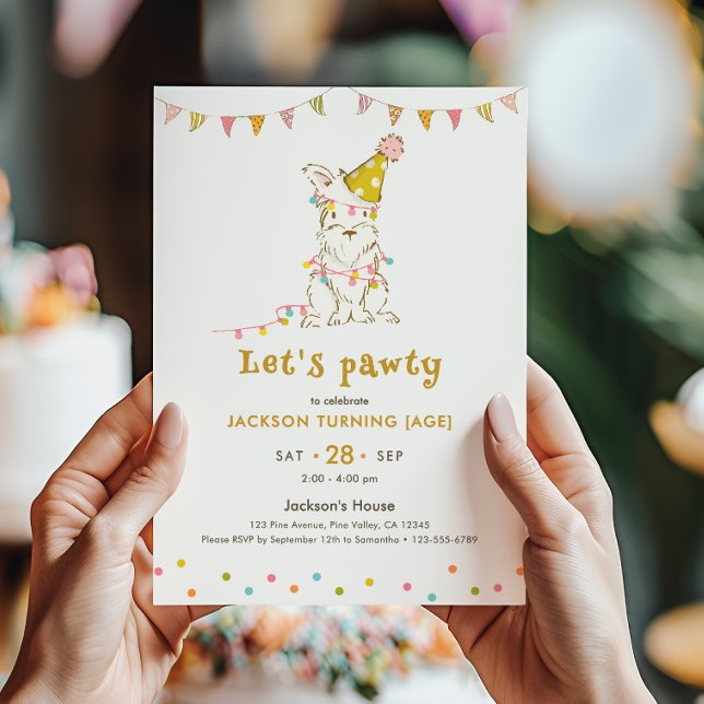 Låt oss festa Hund Tematisk Redigerbar Ålder Barns Inbjudningar (Skapare uppladdad)