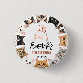 Låt oss festa Katt 5-årsdag | Anpassad födelsedag Knapp