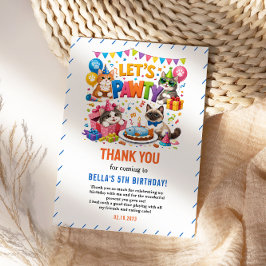 Låt oss festa Katt 5-årsdag | Söt katt födelsedags Tack Kort