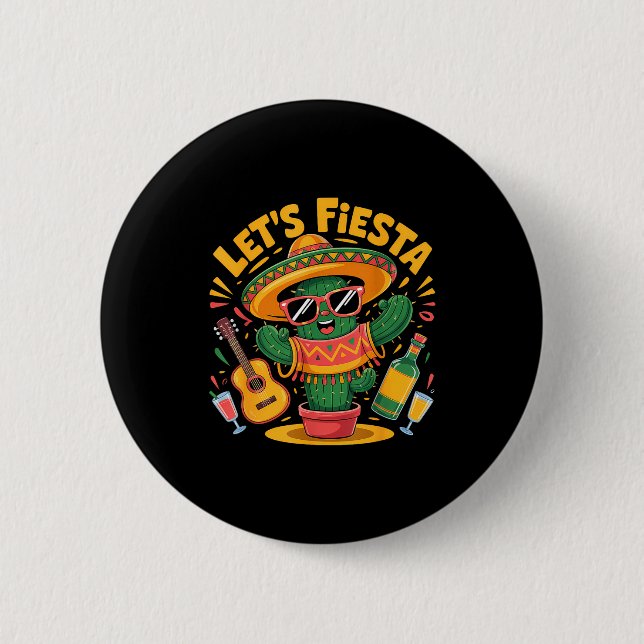 Låt oss festa mexikansk 5 de mayo rolig cinco knapp (Framsida)