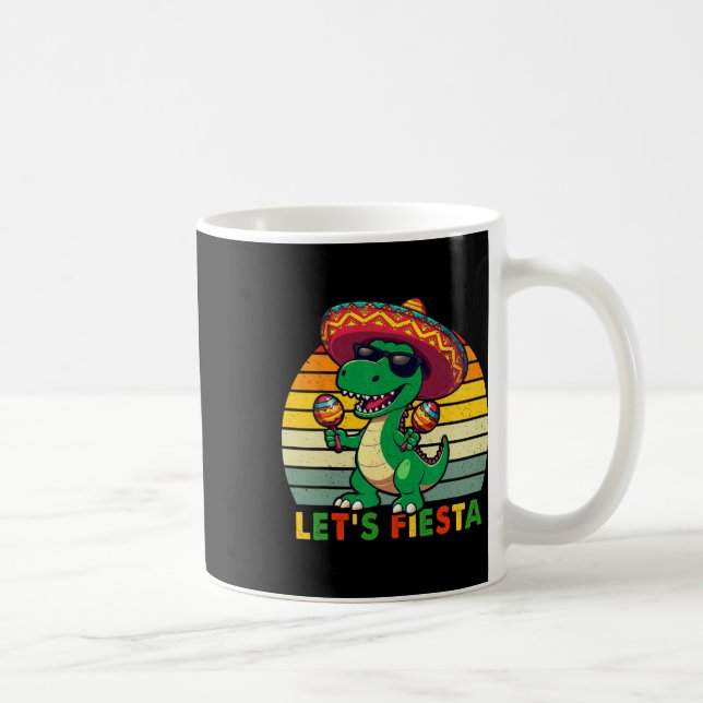 Låt oss festa mexikansk dinosaur Cinco De Mayo små Kaffemugg (Höger)