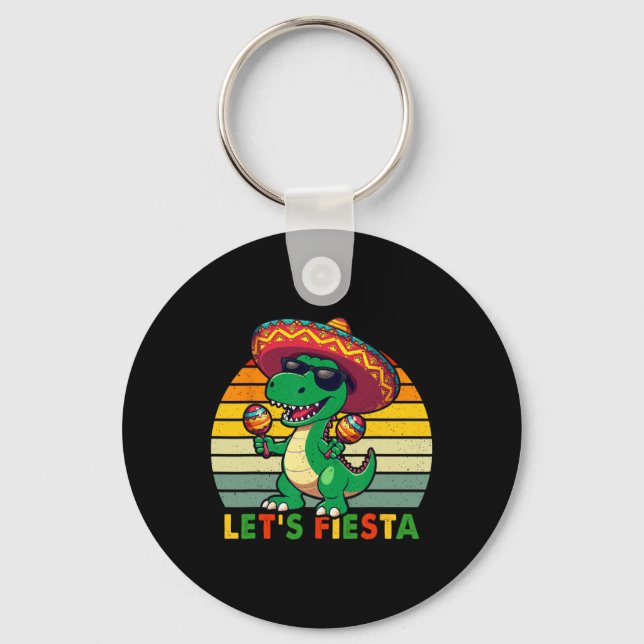 Låt oss festa mexikansk dinosaur Cinco De Mayo små Nyckelring (Framsida)