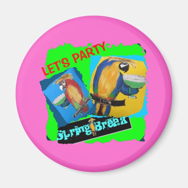 Låt oss festa - papegojor magnet (Framsidan)