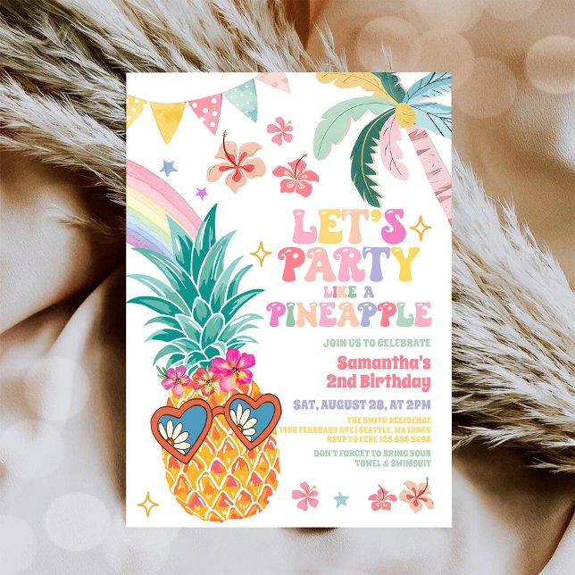 Låt oss festa som Pineapple Luau sommarfödelsedag Inbjudningar (Skapare uppladdad)