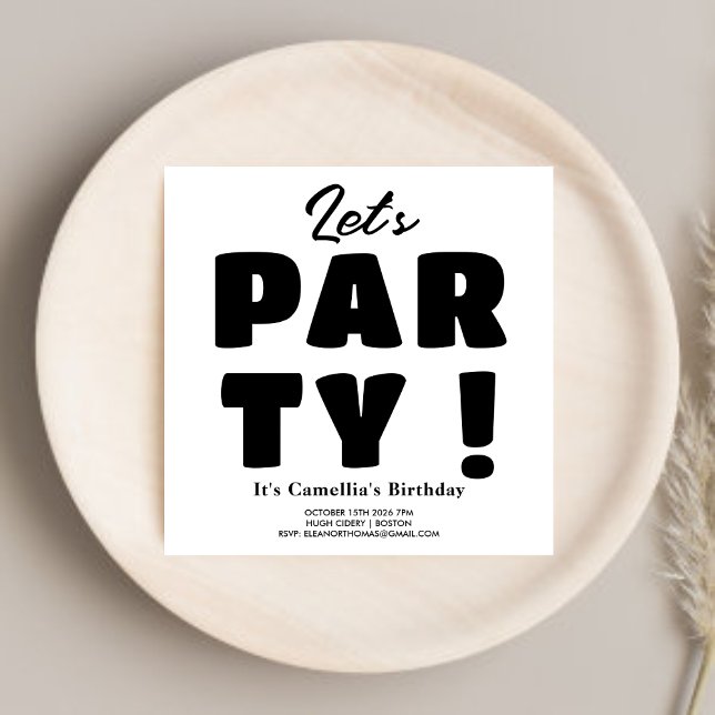 Låt oss festa ! Svart & Vit Randig Fet Stilsnittra Inbjudningar (Skapare uppladdad)