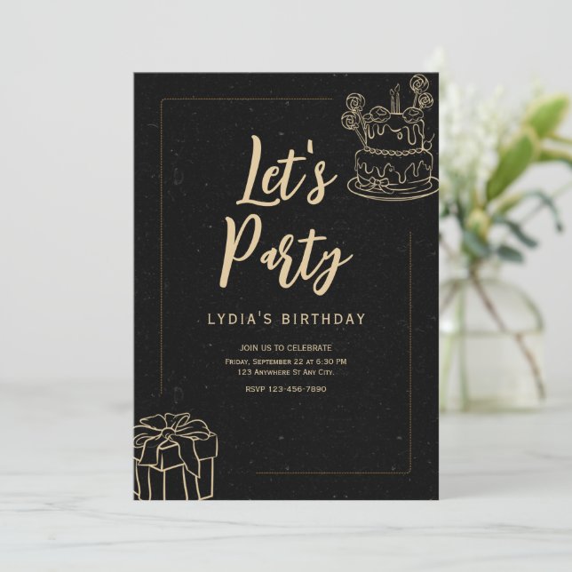 Låt oss festinbjudan överraskning födelsedag inbjudningar (Stående Fram)
