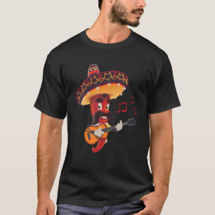 Låt oss Fiesta 5 De Mayo Viva Mexico Pepper Guitar T Shirt