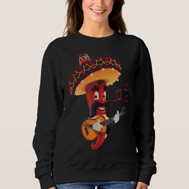 Låt oss Fiesta 5 De Mayo Viva Mexico Pepper Guitar T Shirt (Framsida)