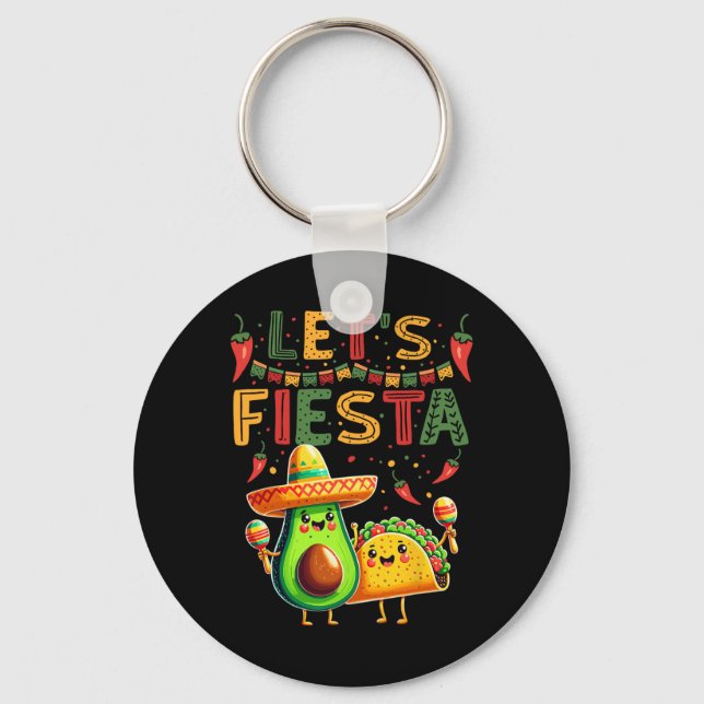 Låt oss Fiesta Avocado och Tacos cinco de Mayo Nyckelring (Framsida)