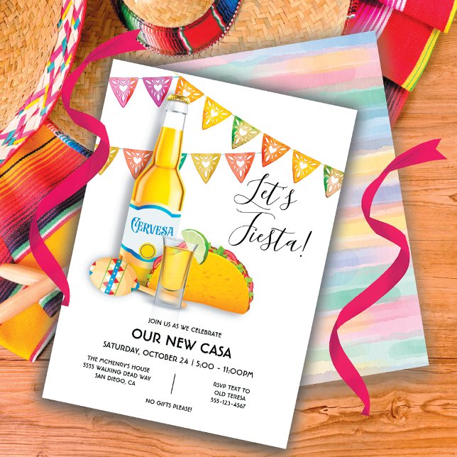 Låt oss Fiesta Beer tequila shot taco Nya Hemmet Inbjudningar (Skapare uppladdad)